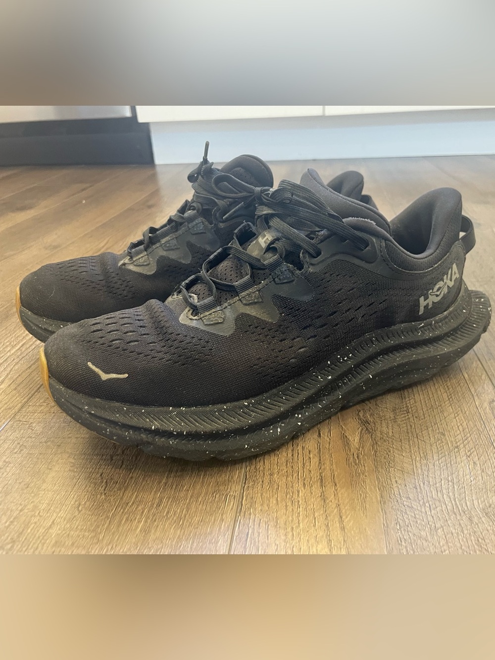 Hoka One One Kawana 2 Black Athletic Running Shoes with Subtle Speckle
